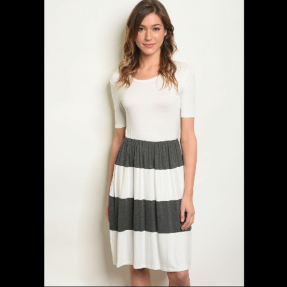One Left! Grey Striped Dress